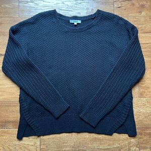 Black Knit Sweater Split Hem Madewell Women's Medium